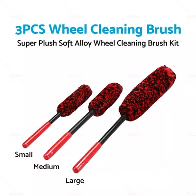 Set Of 3 Soft Wheel Cleaning Brush Kit Wheel Woolies Luxury Super Plush Alloy • $32.99