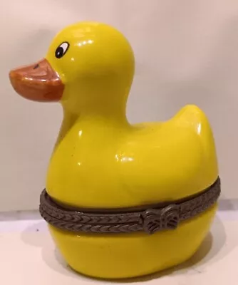 Vintage Ceramic Yellow Duck Hinged Trinket Box /Ring Box 2.5” • $19.99