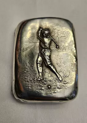 Antique UNGER BROTHERS Heavy Sterling Silver Figural Golfer Match Safe 1909 • $200