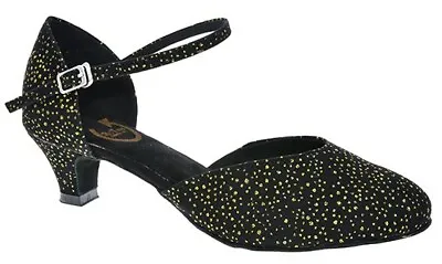 £22 • Buy Black&Gold Dot Latin 'Nettie' Dance Shoe 2 Heel Uk Size 3.5*Salsa*Ceroc*Ballroom