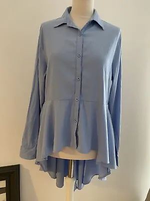 £10.99 • Buy Blue Button Up Peplum Shirt By Apricot Size 14