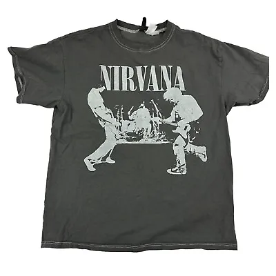 Divided H&M Gray NIRVANA Band Graphic T-Shirt Short Sleeve Size XS 100% Cotton • £8.85