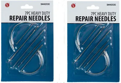 2 Pack 7pc Repair Sewing Needles Kit Curved Canvas Leather Upholstery Heavy Duty • $6.45