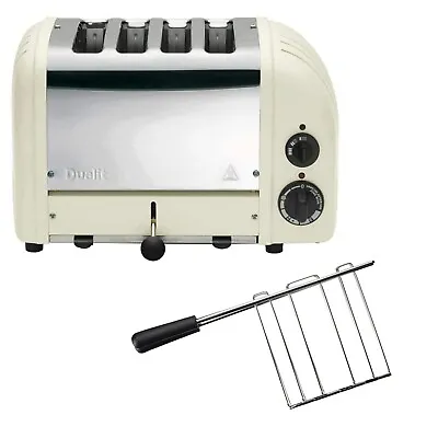£184 • Buy Dualit Four Slot Toaster With Sandwich Cage 4 Slice Wide Slots Canvas White