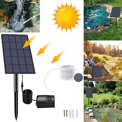 Solar Powered Air Pump Oxygen Oxygenator Aerator Outdoor Pond Fish Tank Pump • $28.30