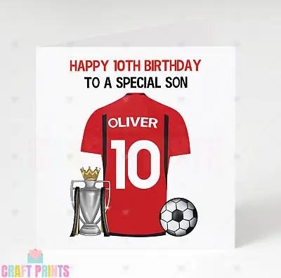 Personalised Manchester United Football Birthday Card Son Grandson Daughter • £2.99