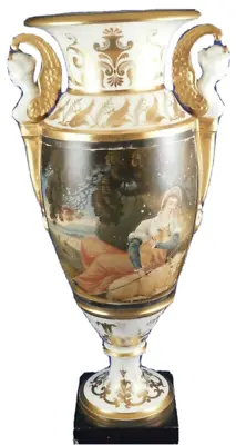 Antique 19thC Porcelain De Paris Vieux Scenic Scene Urn / Vase Porzellan French • $599