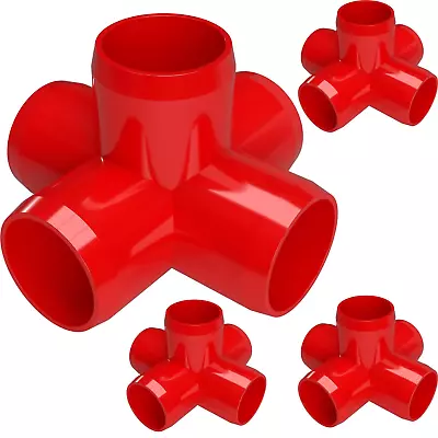 1  5-Way PVC Cross Furniture Grade Fitting In Red 1.315  Actual ID (Pack Of 4) • $29.07