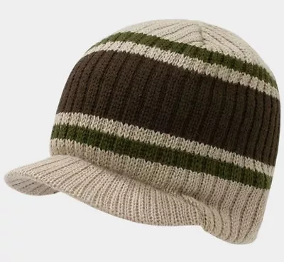 DECKY Striped Campus HybriCap - Men's Hat Cap- Knit Beanie - Pre-Curved Visor • $9.45