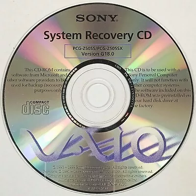 $14.99 • Buy Sony VAIO Recovery Disc PCG-Z505S/PCG-Z505SX Version G18.0 Disc Only