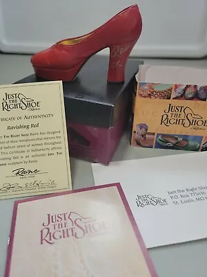 $24.99 • Buy JUST THE RIGHT SHOE “RAVISHING RED” #25001 COA 1998 SIGNED By RAINE!!