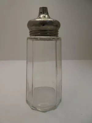 Deco Pressed Glass Ep Plated Metal Lid Sugar Shaker Jar Bottle • $12.23