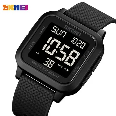 SKMEI Watch Men Square Alarm Electronic Digital Wristwatch Boys Girls Stopwatch • $9.98
