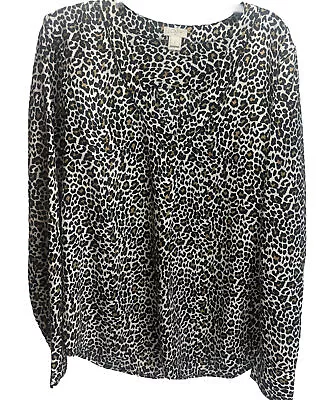 J. Crew Ladies Top S Cheetah V-Neck Front Pleat Polyester • $25