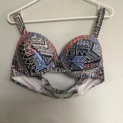 $14.99 • Buy Swim Suit For All Bikini Top Bra Size 16 Padded Geometric Multicolor Hook