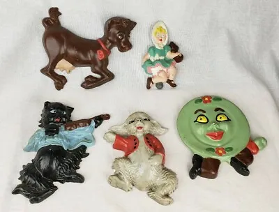 Vintage 1950's Irene Smith Nursery Rhymes Chalkware Wall Decor Hey Diddle Diddle • $59.95