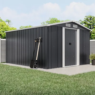 10x 8 Ft Apex Heavy-Duty Garden House Tool Shed Outdoor Metal Storage Equipments • £389.95