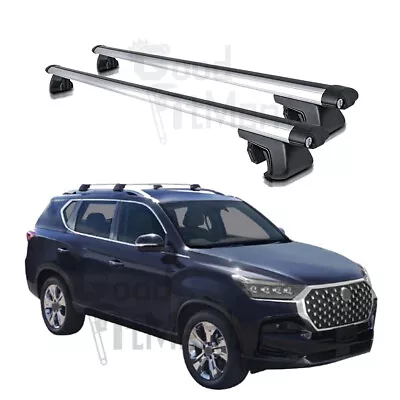 Car Top Roof Racks | Fits: Ssangyong Rexton SUV With Raised Rails | 2017 - 2023 • $179.75