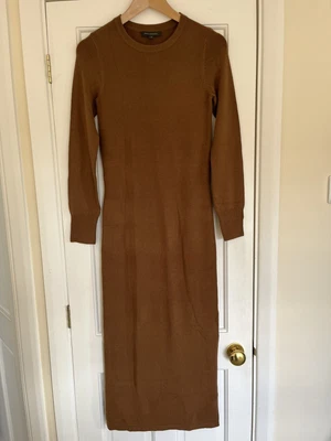 £12.99 • Buy French Connection ASOS Brown Long Knit Ribbed Dress Long Sleeve Skims Style