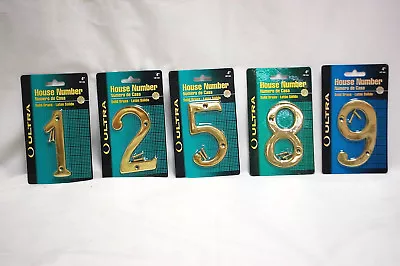 Solid Polished Brass 4  House Numbers Ultra Hardware 2 5 Or 8  S7955 • $8.99