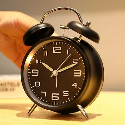 NEW Metal Twin Bell Double Metal Alarm Clock Analogue Silent Clock Bedside Clock • $16.90