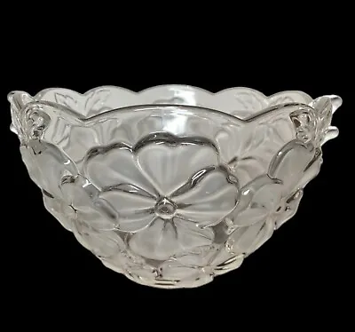 Vintage Mikasa Walther Glass Carmen Bowl Floral Fruit Salad Bowl Frosted • £18.95