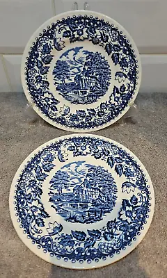 2 X Barratts Of Staffordshire Elizabethan Blue 7” Diameter Side Bread Plates • £6.99