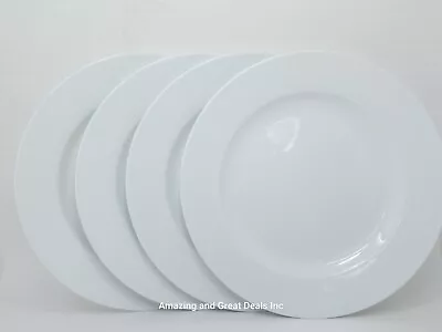 Martha Stewart Whiteware Rim Set Of 4 Dinner Plates 11.5  White Porcelain • $35.99