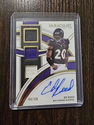 2022 Panini - Immaculate Collection Ed Reed WORN TRIPLE PATCH On Card AUTO /49  • $31