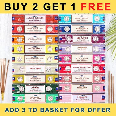 SATYA INCENSE STICKS Nag Champa BUY 2 GET 1 FREE Scents Joss Insence • £2.89