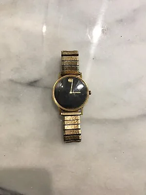 Vintage Movado Gold Tone Black Dial Watch • $188.51