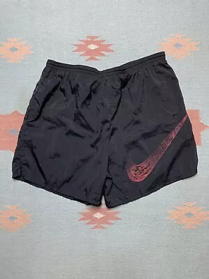 Vintage 90s Nike Shorts Nylon Faded Swoosh Logo Check Gym Swim Trunks Large • $25