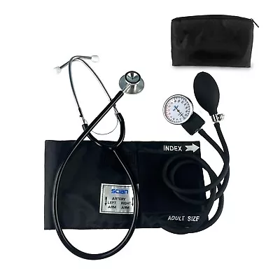 SCIAN Aneroid Sphygmomanometer Stethoscope Kit Manual Blood Pressure BP Cuff • $19.94