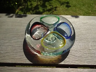 Vintage Glass 4 Coloured Hole Dish • £5