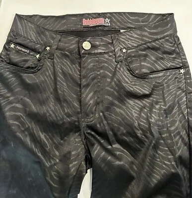 (Vintage Pants) BubblegumUSA: Black Tiger Print Pants Bootcut (USA 27 Or  5/6) • $30