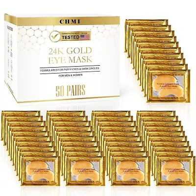 CHMI Under Eye Patches 50 Pairs - 24K Gold Eye Patches For Puffy Eyes Dark Ci... • $14.93