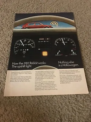 Vintage 1982 VOLKSWAGEN VW RABBIT Car Print Ad 1980s  UPSHIFT LIGHT  • $6.99