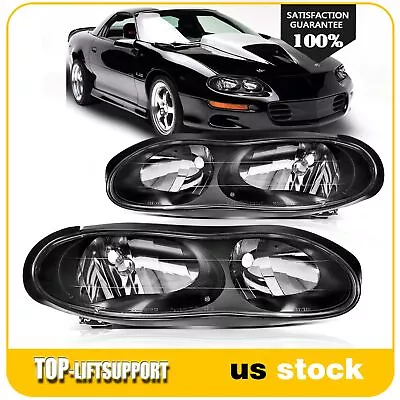 Headlights Assembly For 1998-2002 Chevy Camaro Z28 Black Housing Left+Right Pair • $70.99