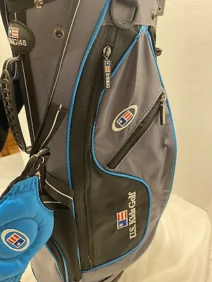 U.S. Kids Golf Bag With Clubs Blue/Black Great Condition. Rt Handed. • $79.95