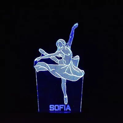 Ballerina Night Light | Personalised 3D Ballet Night Light | Dancing Lamp | Lamp • £11.95