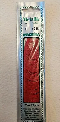 Madeira Metallic Milled Stickgarn No. 4 Color 4015 Xmas Red Metal Art 9834 20m • £3.91