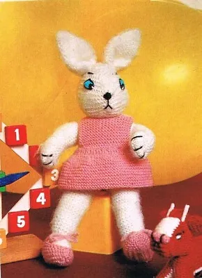 Bunny Doll Knitting Pattern In DK Easter Bunny Rare Vintage. Rag Doll. • £2.99