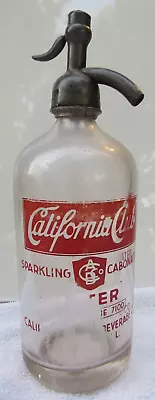 California Club Seltzer Vintage Clear BOTTLE-Red Lettering- Metal Spout Rare • $48.39