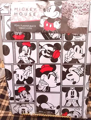 Disney Mickey Minnie Mouse Tablecloth Rectangular Vinyl Flannel Back 60” X 102” • $25