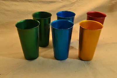 6 Vintage Aluminum Tumblers Anodized Mid-Century Barware Mad Men By Elite Japan • $16.95