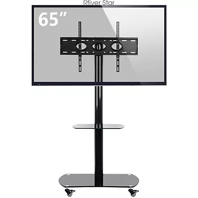 Universal Swivel TV Floor Stand Rolling Cart For 65  Flat Screens TVs • $91.99