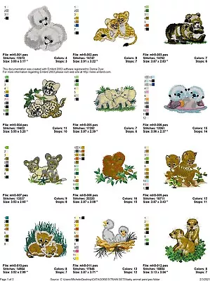 28 Baby Animal Pairs Embroidery Machine Designs Collection Pes Usb Drive • $12.95