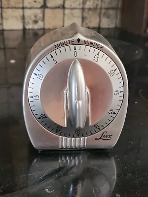 RARE Silver Stainless Colored Plastic Lux Minute Minder Kitchen Timer TESTED • $50