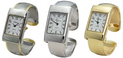 Blekon Collections Women's Quartz 24mm Rectangular Case Cuff Bangle Watch • $19.99