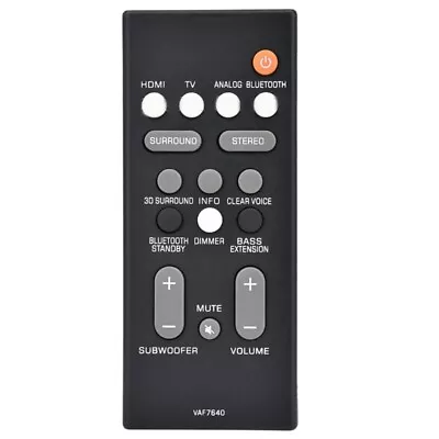 Remote Control VAF764 For Yamaha Sound BAR Speaker Controller For ATS1080 YAS108 • $21.12